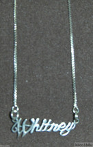 925 Sterling Silver Name Necklace - Name Plate - WHITNEY 17&quot; Chain w/Pendant - £47.90 GBP