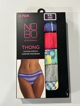 Women&#39;s No Boundaries Cotton Thong Panties 5 Pair Pack Size 2XL XXL (19)... - £6.15 GBP