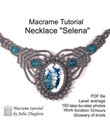 Macrame Tutorial Necklace with stone &quot;Selena&quot; diy macrame pattern - $8.30