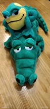 Very unique Vintage Nanco Crocodile With Frog On Back Plush Toy, Green - £12.70 GBP