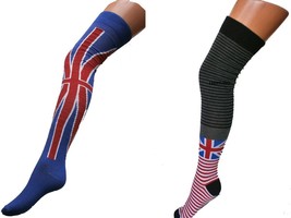 Union Jack GB British Flag Over knee thigh high overknee socks Fancy Dre... - $7.56