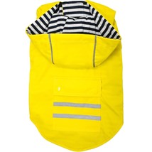 Hooded Yellow Slicker Raincoat with Striped Lining and Pocket Sizes XS-3XL  - $29.99