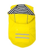 Hooded Yellow Slicker Raincoat with Striped Lining and Pocket Sizes XS-3XL  - $29.99