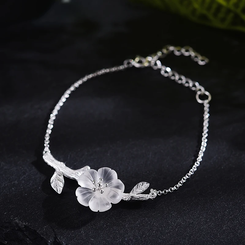 Real 925 Sterling Silver Natural Crystal Handmade Fine Jewelry Flower in the Rai - £41.63 GBP