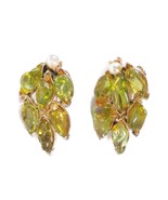 Vtg 50s 60s Green Lucite Resin Grape Leave Gold Tone Clip On Earring Ope... - €21,43 EUR