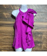 Sexy Purple High neck Top By The Heels Ruffle Shoulder Bow Size M Women ... - $50.66 CAD