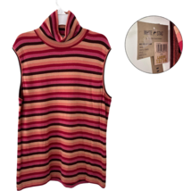 White Stag Maple Stripe Sleeveless Turtleneck Tank Top Size Large 12/14 - $13.85