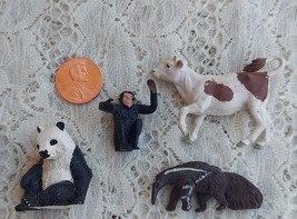 4 Vintage Plastic Animal Figures Britains Cow England Panda, Aardvark Plus Chimp - £9.58 GBP