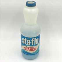 Vintage Staley Sta Flo Liquid Laundry Starch 32 oz Bottle Metal Cap Half Full HS - £10.94 GBP