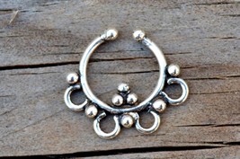 Silver Septum Ring, Fake Nose Ring, Tribal Indian Jewelry - £7.02 GBP