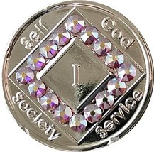 Pink Rose Swarovski Crystal NA Medallion Year 1 - 40 Nickel Plated - £17.36 GBP