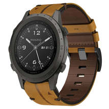 For Garmin MARQ Commander 22mm Leather Textured Watch Band(Brown) - £30.97 GBP