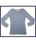 NEW Womens BOAST Lt. Blue Pinstripe Pique Long Sleeve Top $85 - $455.03 MXN