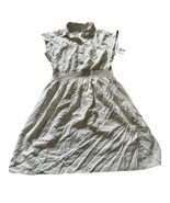 Ophelia Roe T-ShiDress Beige Tan Smocked Waist Button Short Sleeve Size ... - $31.73 CAD