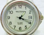 Vintage Waltham El Light Quartz WTH08 Mens Silver Watch with Brown Leath... - $99.00