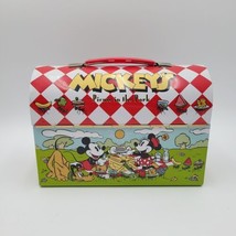 Disney Micky Mouse Minnie Picnic in the Park 6.5&quot; X 9&quot; Dome Lunchbox  - £15.41 GBP
