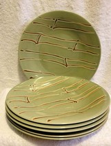 Pottery Barn Set of Six Salad Plates BAMBOO Green with Crackle Glaze NIC... - £37.88 GBP