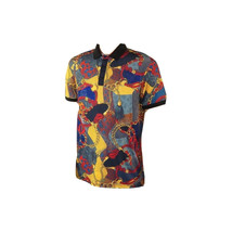 Mens PLATINI Sports Polo Shirt With Rhine Stones Fancy Chains DPP8238 Black image 3