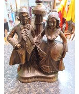 Cast Bronze Victorian Georgian Couple Table Lamp 12&quot; No Shade - $64.34