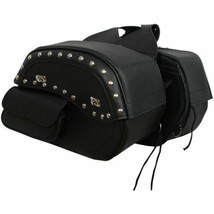 Motorcycle Saddlebags Hold Luggage External Pocket Deluxe Studded Throw Over Bag - £94.90 GBP