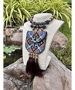 Humean hand-embroidered cloth necklace bag-like shape hand-made local pr... - $72.00