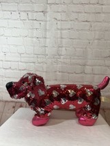 Dan Dee Flip Pink Silver Heart Sequins Wiener Dog Dachshund - £9.56 GBP
