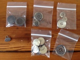 Vintage Mixed Lot Slivertone Grey Textured Metal 4 Hole &amp; Shank Buttons - £15.65 GBP