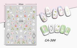 Nail art 3D stickers decal pink flowers white chamomile CA384 - £2.54 GBP