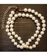 Faux Pearl Necklace Knotted 8mm Beads 18 inch Strand adjustable length C... - $280.92 MXN