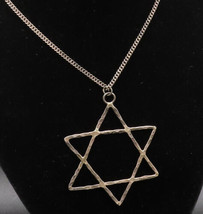 925 Sterling Silver - Vintage Minimalist Star Of David Chain Necklace - ... - £68.87 GBP