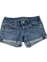 American Eagle AEO Womens Cutoff Denim Shorts Size 0 Cuffed Stretch Blue Jean - £19.71 GBP