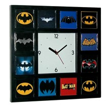 History of Batman Clock Bat Signal Movie TV Show Comics with 12 classic logos - £25.31 GBP