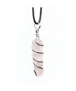 Rose Quartz Necklace, Spiral Wrapped Crystal Necklace To Bring Eternal Love - £7.86 GBP