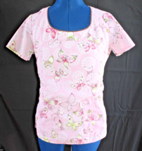 Skechers 2-Pocket Scoop Neck Scrub Top Pink Floral Size XS - $12.43 CAD