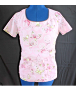 Skechers 2-Pocket Scoop Neck Scrub Top Pink Floral Size XS - $8.99