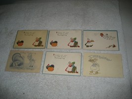6 Vintage Antique early 1900s Thanksgiving Dutch Children kids postcards used - £8.69 GBP
