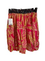 New Anthropologie Geometric Cotton Multi-color Pink Yellow Lined Full Skirt Sz 4 - £38.94 GBP