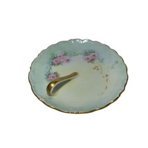 VTG Handpainted Floral Gold Trim 6 1/4” Lemon Plate Handled Nappy Signed... - £10.20 GBP