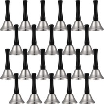 24 Pieces Hand Bells Steel Service Handbells Black Wooden Handle, Silver - £36.63 GBP