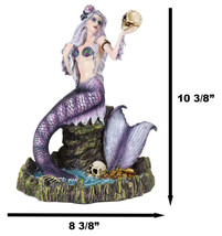 Large Sirens of The Seas Necromancer Gothic Mermaid Holding A Skull Figu... - $74.99