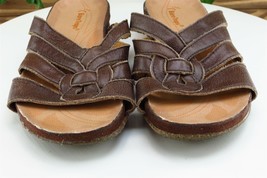 Baretraps Sz 7 M Brown Slide Leather Women Sandals - £13.19 GBP