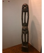 Vintage Hand Carved Double Stacked Tribal Man Sculpture-Odd-28&quot; Tall - $34.12 CAD
