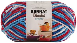 Spinrite Bernat Blanket Brights Big Ball Yarn-Red, White &amp; Boom Variegated - £25.55 GBP
