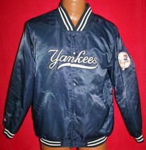 New York Yankees Mlb Majestic Nylon Satin Jacket With Sleeve Logo Womens Xl Ny - £55.37 GBP