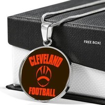 Cleveland Circle Pendant Football Fan Necklace Stainless Steel or 18k Gold 18-2 - £34.00 GBP+