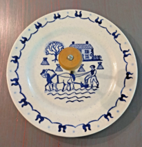 Vintage Provincial Blue Poppy Trail 10&quot;  Dinner Plate Horse Plow Field Haystacks - £24.69 GBP