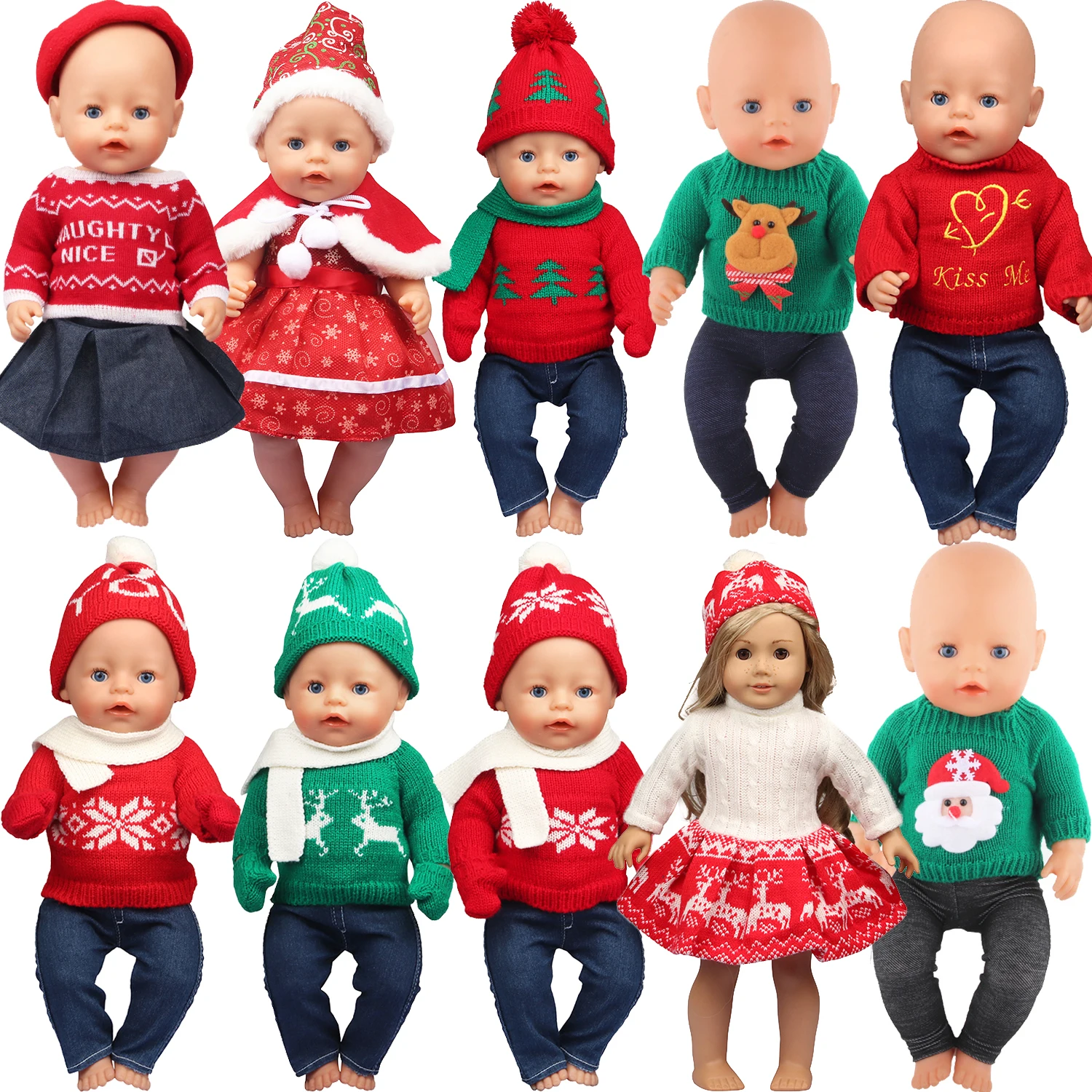 Christmas Doll Clothes Suit For American 18 Inch Girl Doll Cute Outfit Dress - £11.02 GBP+