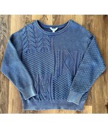 Time and Tru Mixed Stitch Sweater, Women&#39;s Size XL,(16-18) Heathered Blu... - $24.42 CAD