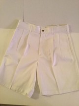 Size 32 Jos A Bank shorts khaki pleated white inseam 8 inch mens - £18.37 GBP