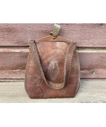 ANTIQUE ARTS &amp; CRAFTS HAND TOOLED LEATHER PURSE MEEKER MADE ART NOUVEAU - £31.12 GBP